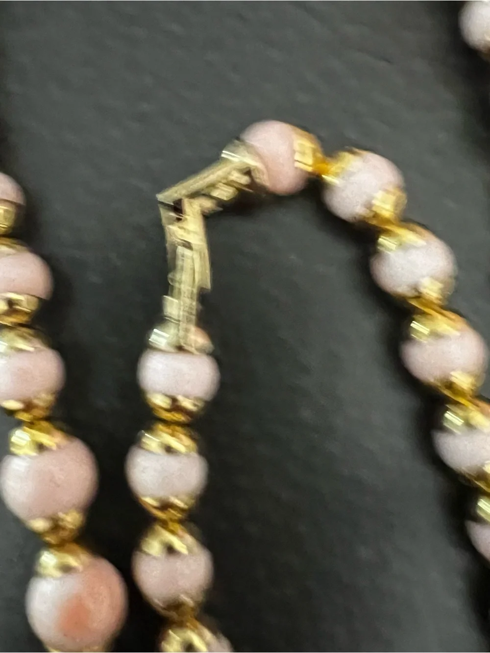 Gold & Pink Beaded Necklace and Bracelet Set 70’s AVON